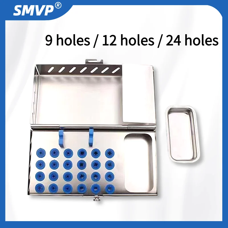 

Stainless Steel Dental Implant Instrument Sterilization Box Screwdriver Drill Bur Storage Case Dentist Tool Organizer