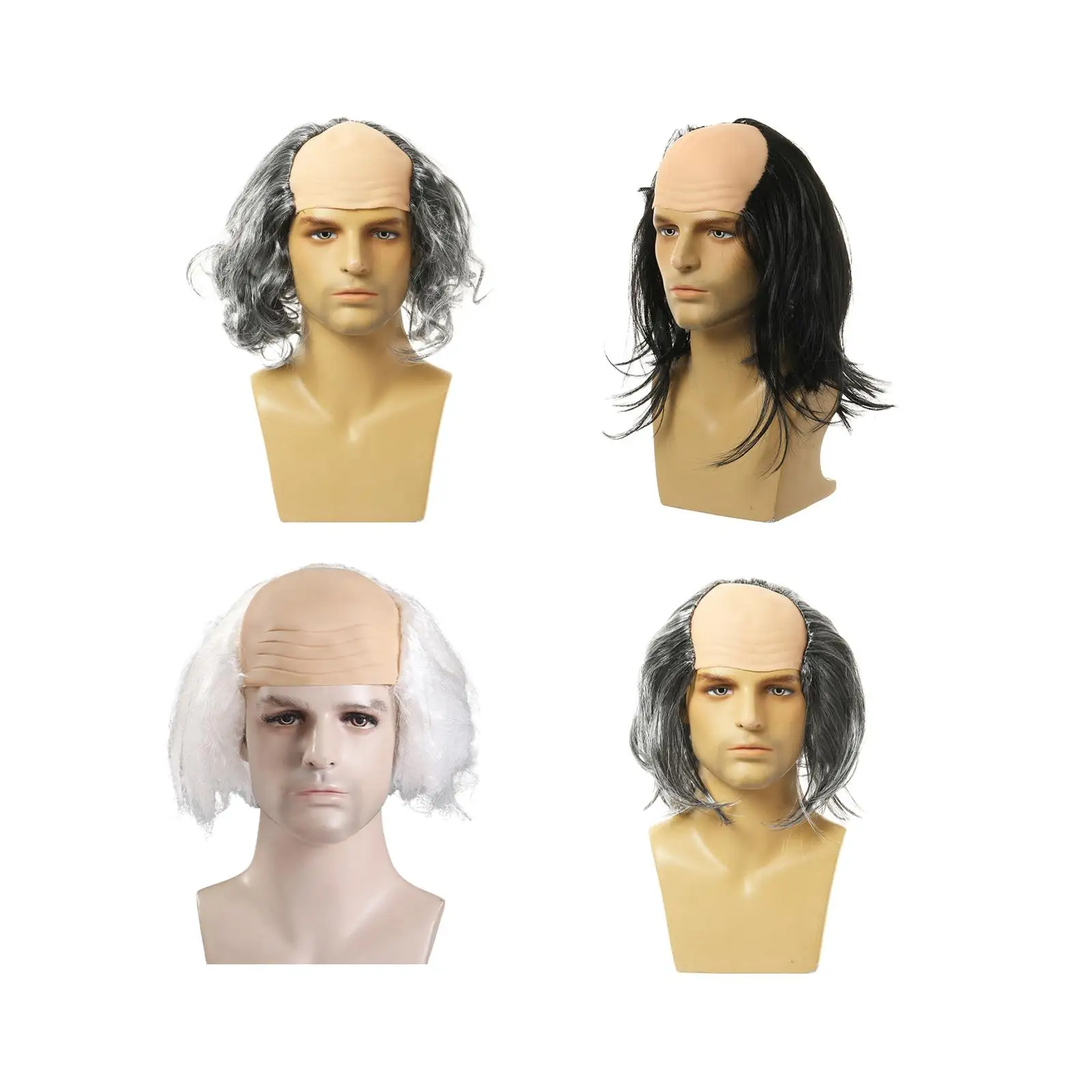 Balding Wig for Halloween And Cosplay Events, Head Size 58~60cm, for Stage Use
