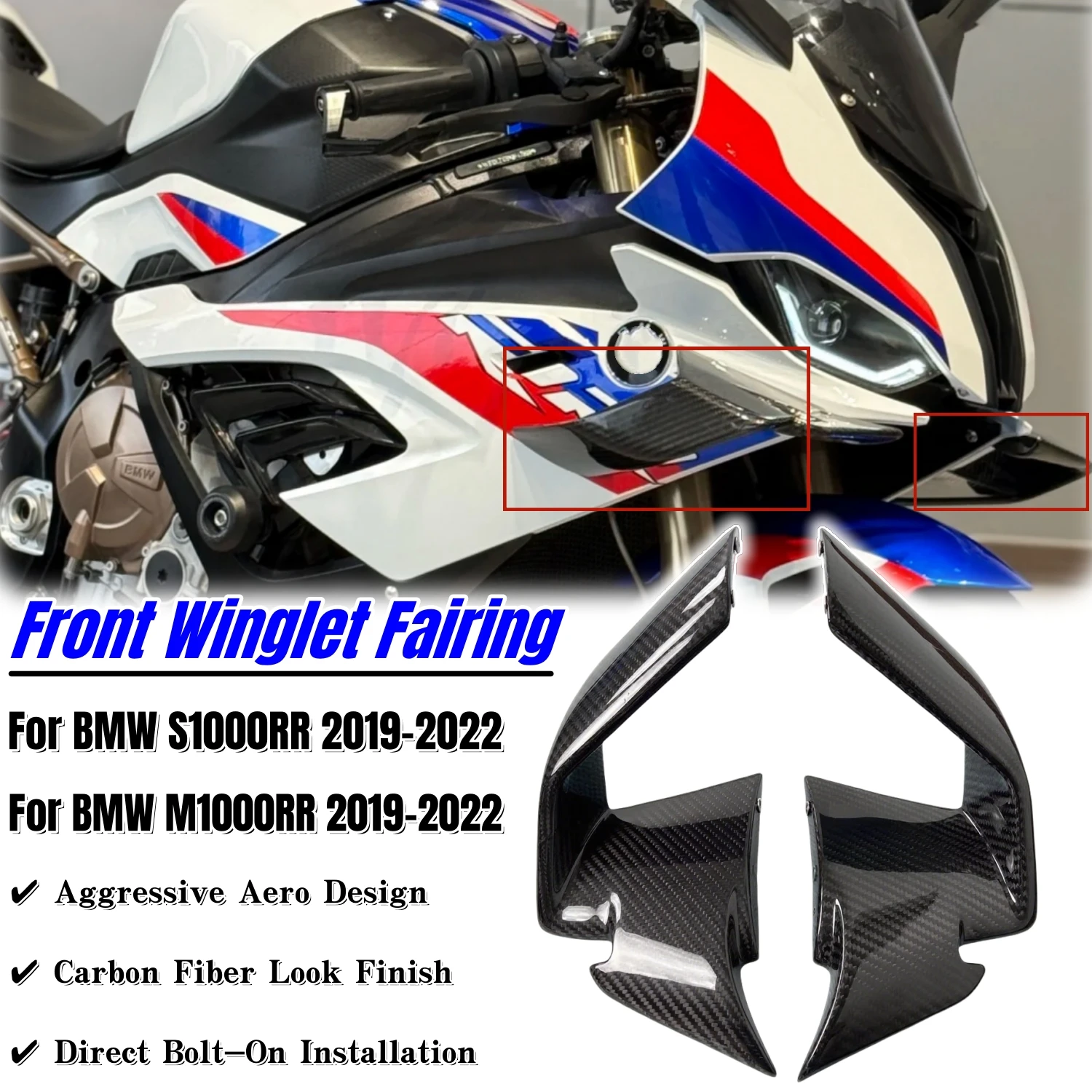 

Для BMW S1000RR S 1000 RR M1000RR 2019-2022 комплект аэродинамического спойлера Winglet, комплект обтекателя крыла, аксессуары для мотоциклов, запчасти