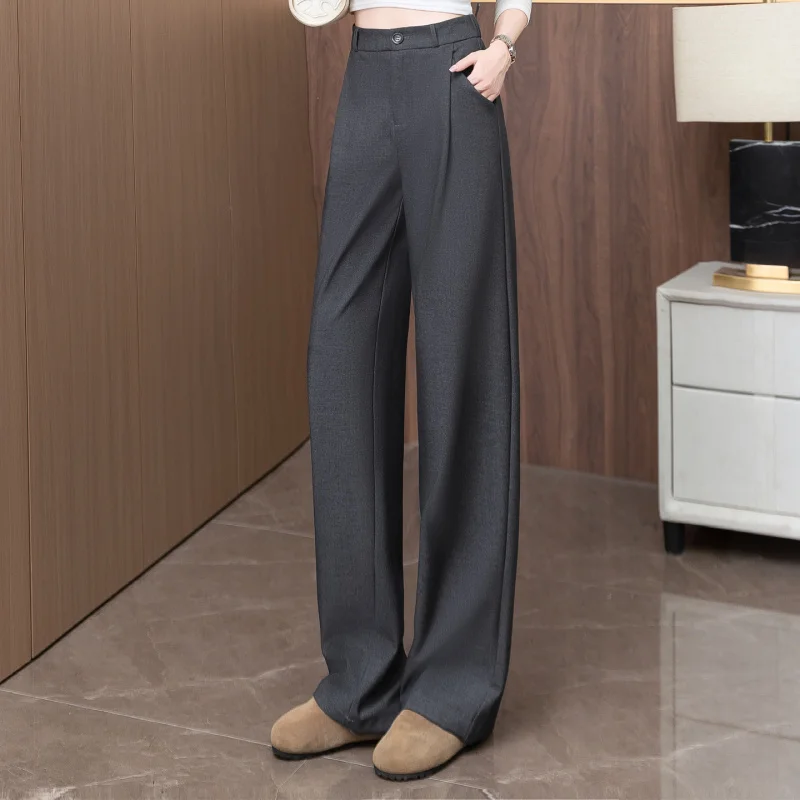 

Black Suit Pants for Women, Versatile Pants for Spring and Autumn, Straight High-Waisted Slimming Pants with a High-End Feel, Dr