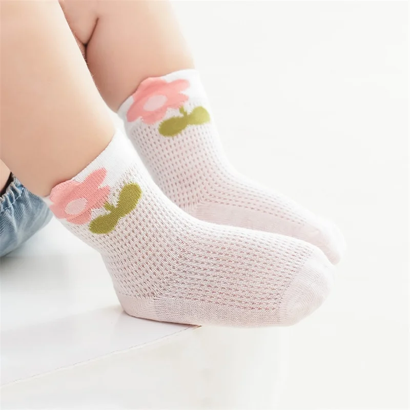 Lawadka 4Pairs Kids Socks For Girls Boys Summer Thin Socks For Newborn 0-8Y Children's Cotton Mesh Cartoon Toddler Infant Sock