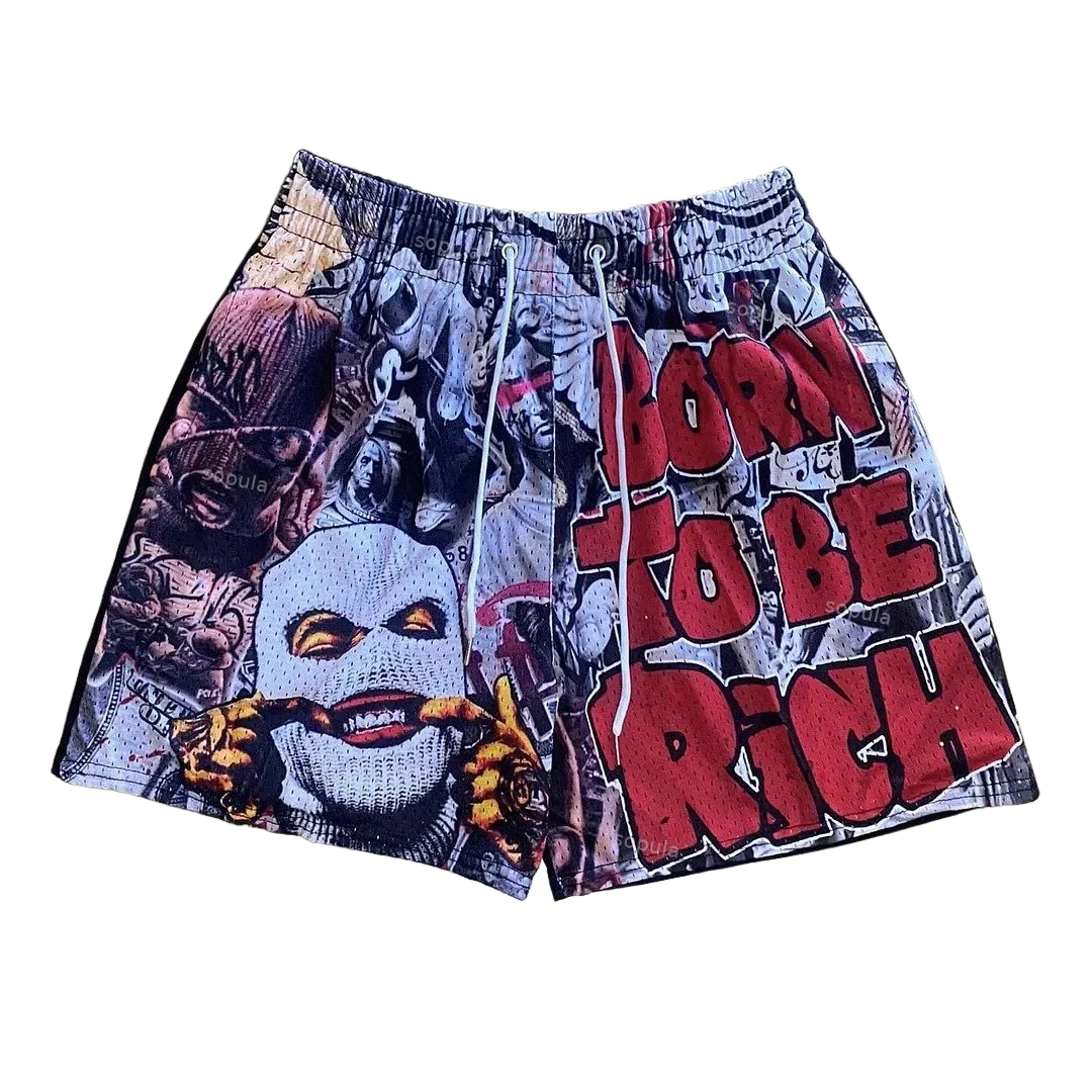 

Винтажные мужские шорты в маске с принтом, летние шорты, спортивные тренировочные дышащие модные шорты, быстросохнущая уличная одежда