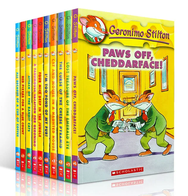 

10 Books Geronimo Stilton 1-10 Mouse Reporter English Color Picture Adventure Novel Manga Comic Story Chapter Book Kids Children