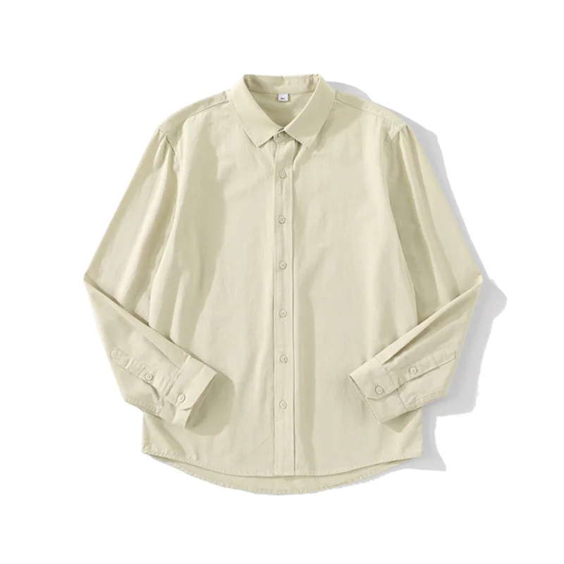 Customized Cotton Simple Casual Shirt Men's Basic Long Sleeve