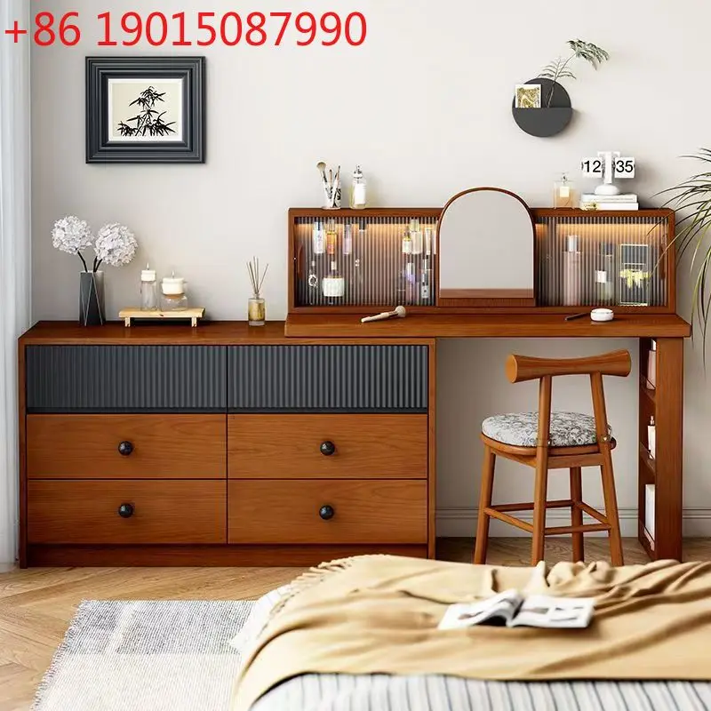 

Столик для макияжа из массива дерева, комод, встроенный шкаф, спальня, конец кровати, угловой растягивающийся шкаф, стиль ретро