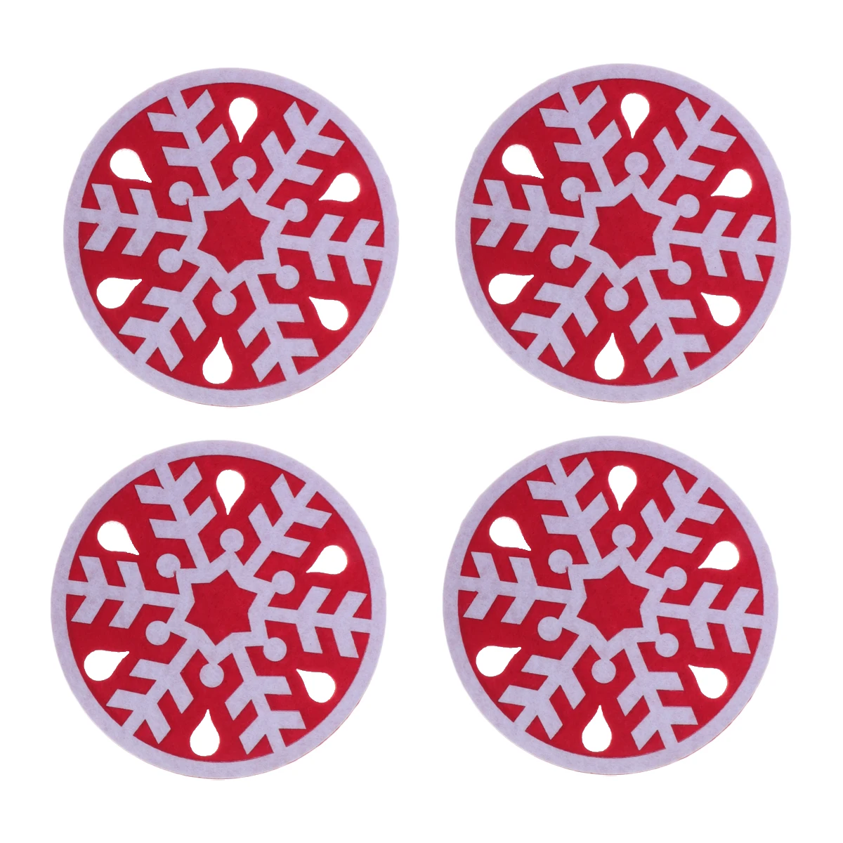 

4Pcs Snowflake Coasters Non Snowflake Shaped Coaster Slip Heat Resistant Absorbent Cup Mats Glass Holder Felt Pad Home Decor