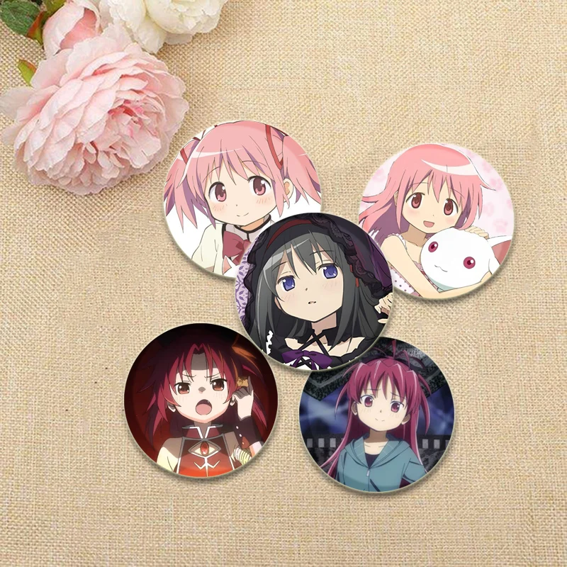 Anime Puella Magi Madoka Magica Badge Miki Sayaka Kawaii Girl Cartoon Brooches Bag Accessories Fans Gifts Round Handmade Pins