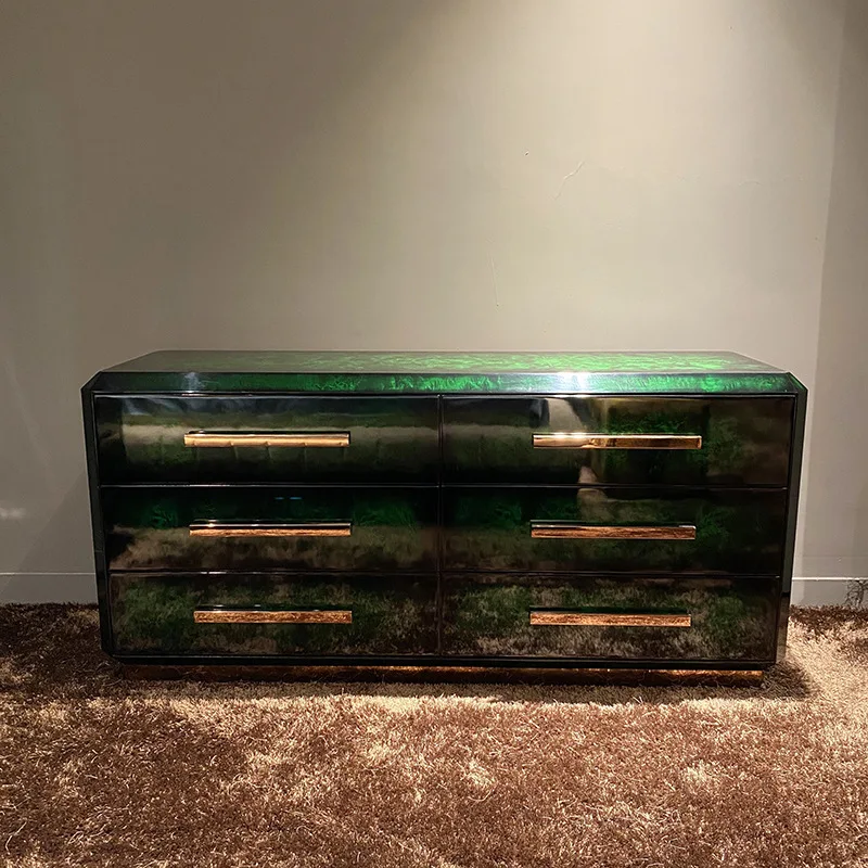 Light luxury paint solid wood dining side cabinet size apartment living room post-modern locker Italian veneer porch cabinet