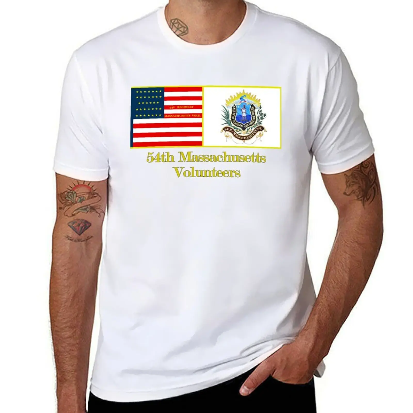 

54th Massachusetts Colors T-Shirt cotton t shirt man funny t shirts man t shirt for man 100 percent cotton T-Shirt