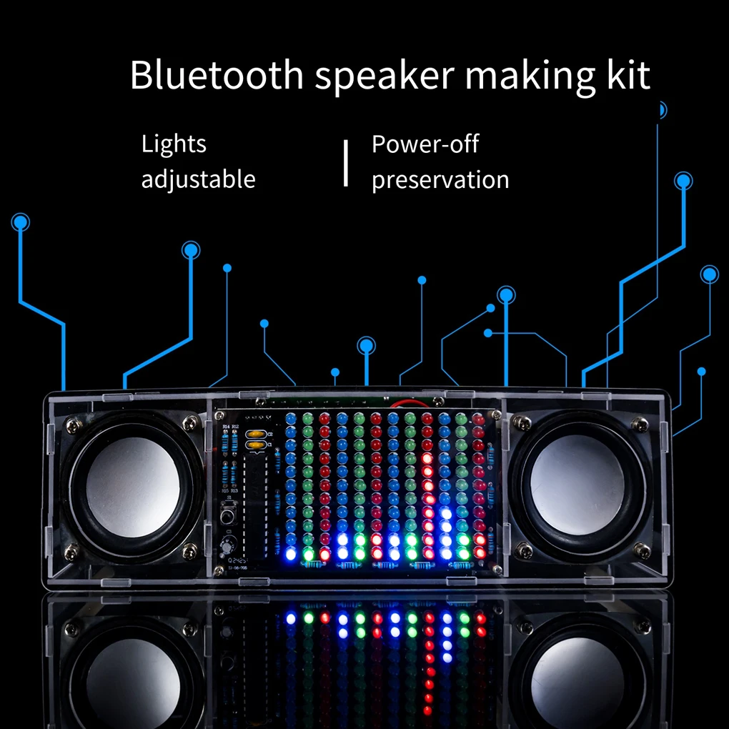 Bluetooth Speaker DIY Kit With LED Music Frequency Display For Electronic Practice 8002 Power
