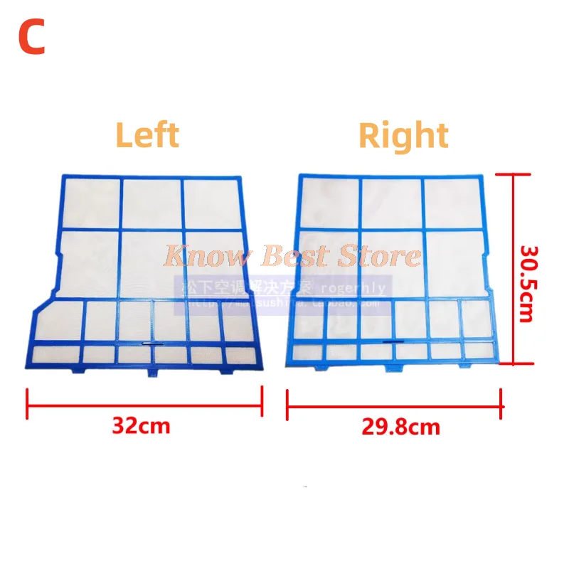 1 Set Air Conditioner Filter Sets Left 31.5 X 29.8 cm Right 31.5 X 28.5 cm Hitachi Old Machine Custom Not Original Plastic Borde