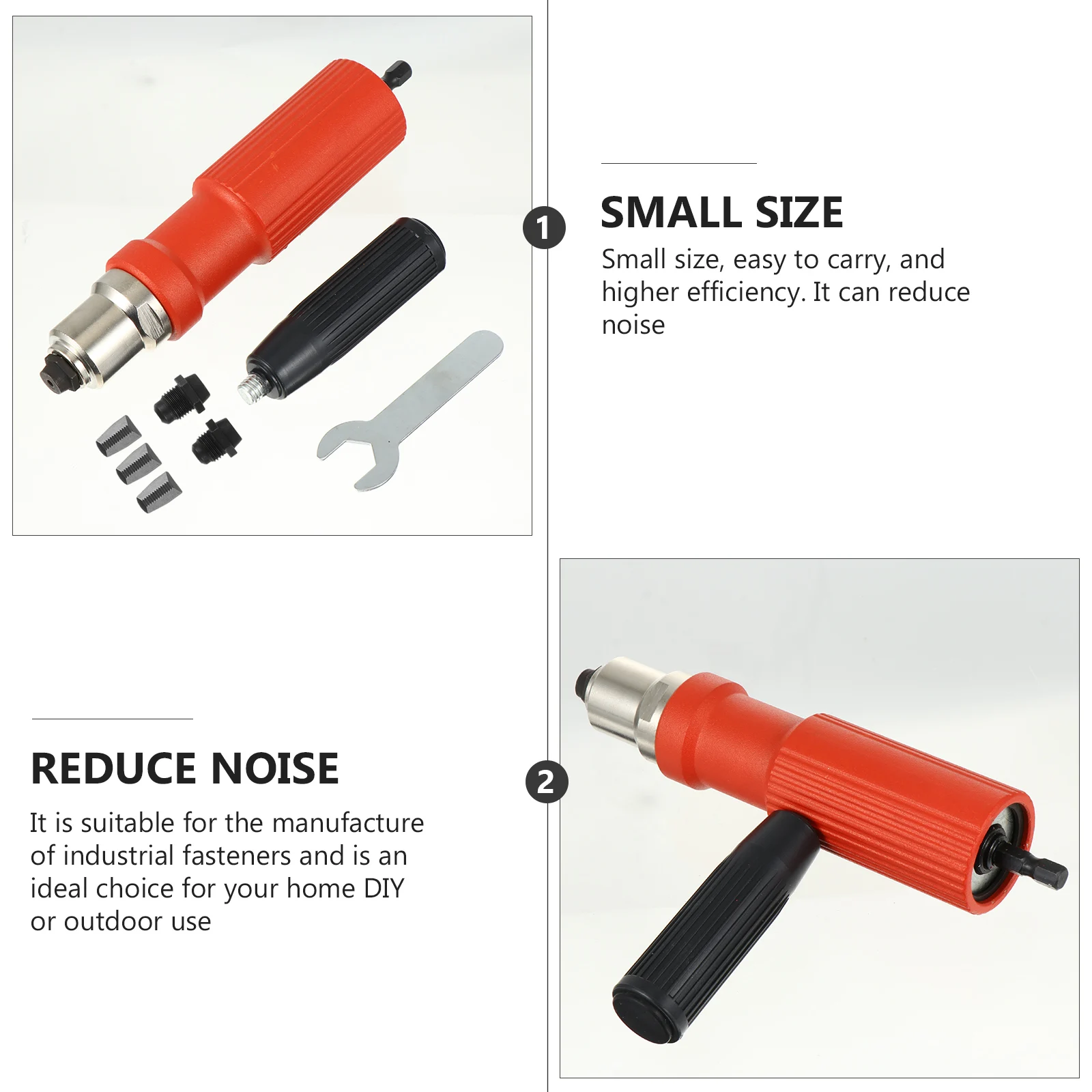 Cordless Electric Rivet Gun Alloy Steel Drill Adapter Riveting Tool For Door Window Automotive Aviation Low Noise Efficient