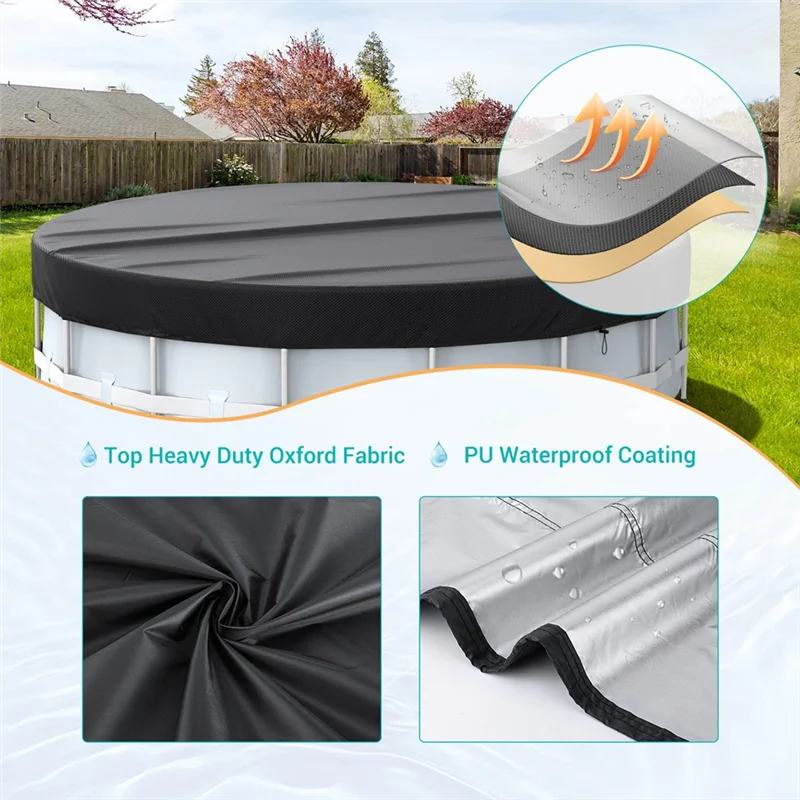 

Round Pool Cover, Solar Pool Covers for Above Ground Pools, Hot Tub Cover Waterproof and Dustproof, Swimming Pool 12FT