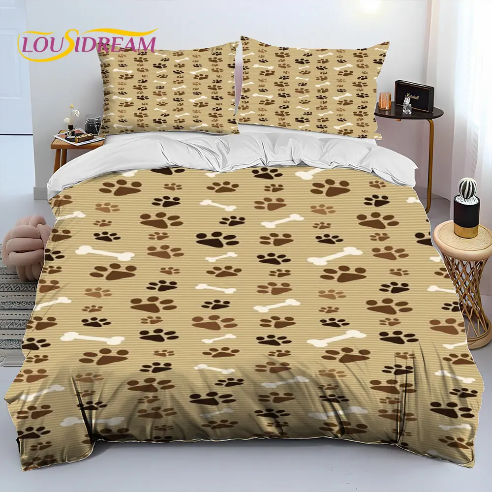 3D Pets Footprint Sole Comforter Bedding Set,Duvet Cover Bed Set Quilt Cover Pillowcase,King Queen Size Bedding Set Adult Child