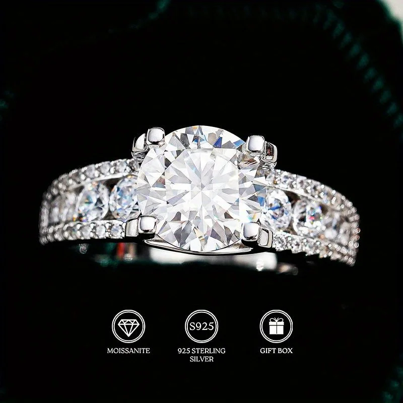 

1pc 3/5/10 Carat 925 Silver Moissanite Ring: It Is Very Suitable for Wearing on Anniversaries, Birthdays or Festivals.