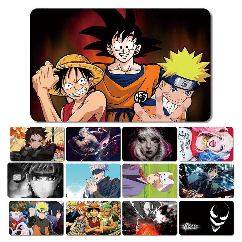 Dragon Ball One Piece Anime Game Waterproof No Fade PVC Matte Film Skin Cover Sticker for Small Big No Chip Debit Credit Card