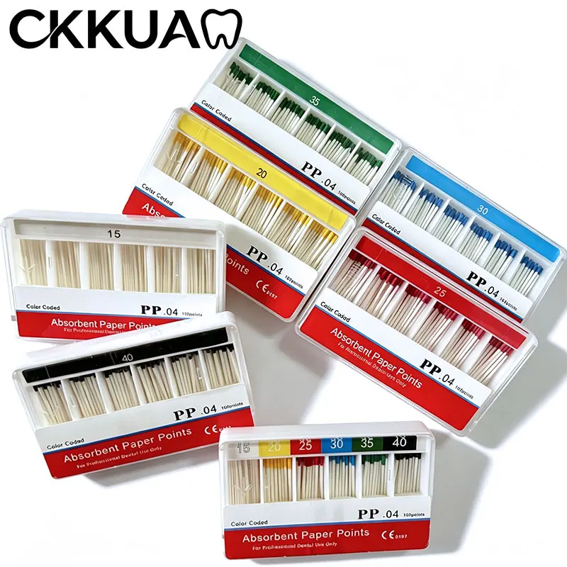 

CKKUAO PP Taper 04 15#-40# Dental Absorbent Paper Points Dental Endodontics Gutta Percha Points Paper Tips Dentist Materials