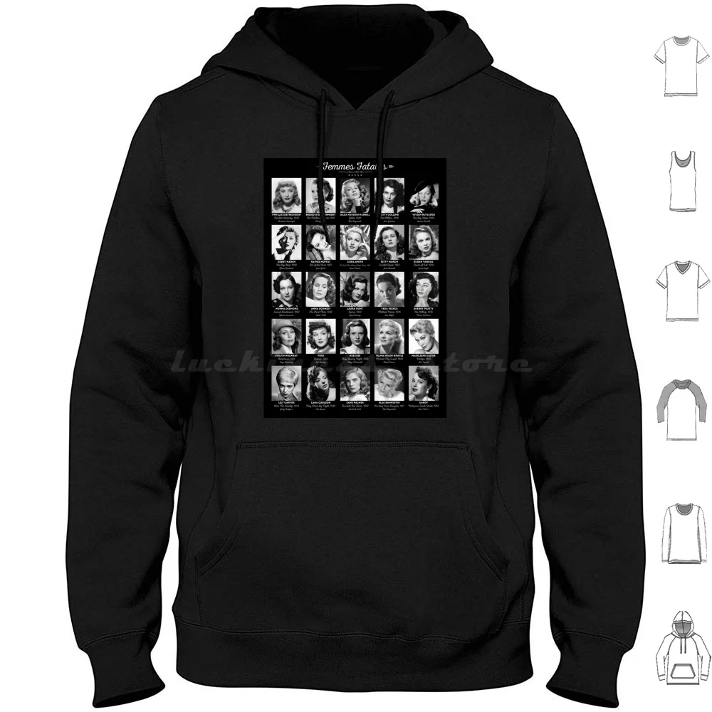 Femmes Fatales Hoodie Cotton Long Sleeve Femmes Fatale Femmes Fatales Film Movie Movies Vintage Old Retro Classic Actress