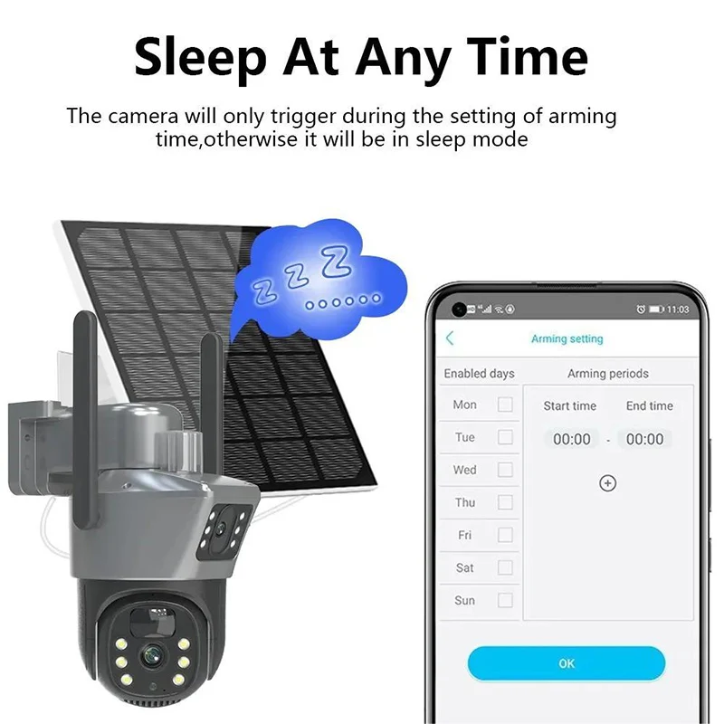 V380pro Solarbatteriebetriebene WiFi-Kameras, 6 MP, Menschenerkennungsalarm, Zwei-Wege-Sprach-Solarkamera