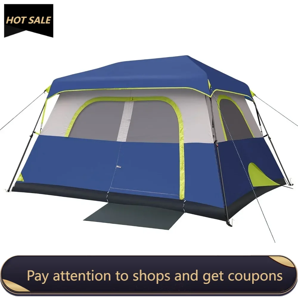 Instant Cabin Tent, 4 Person/6 Person Camping Tent Setup in 60 Seconds with Rainfly & Windproof Tent with Carry Bag Freight free