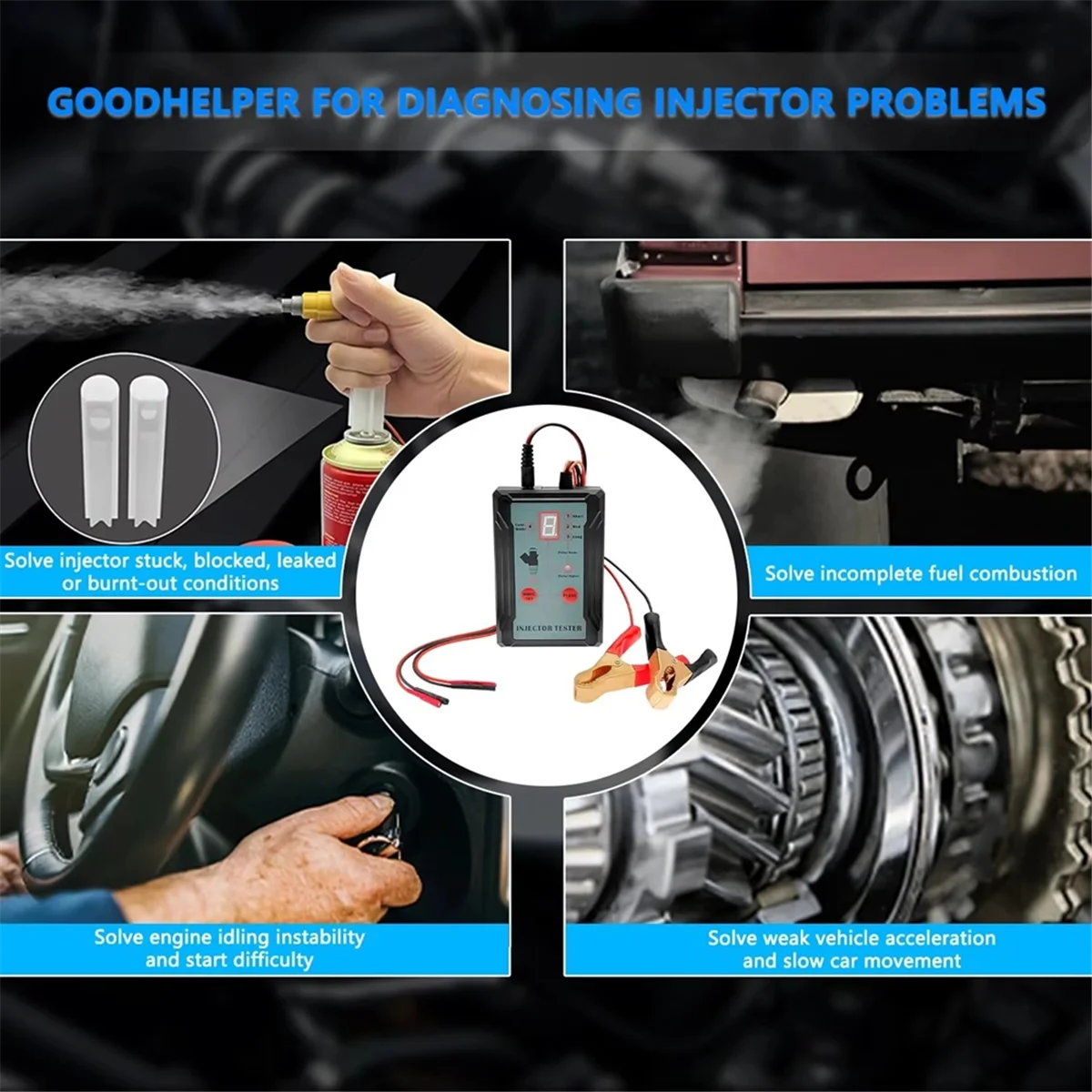 ABLG Upgraded Fuel Injector Tester & DIY Cleaning Tool - Test Two Injectors Simultaneously 8 Pulse Power Drive Mode