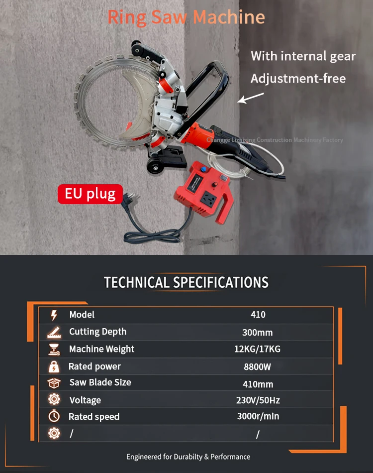 Industrial high frequency  ring saw for concrete wall cutting, European plug