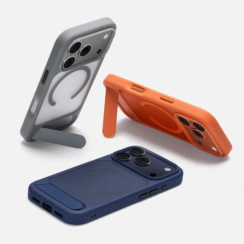 Niewidoczna składana podstawka do magnetycznego etui Magsafe dla iPhone 17 Pro Max 17Pro, matowa, przyjemna w dotyku, z obsługą bezprzewodowego ładowania, twarda obudowa. — zdjęcie produktu 2