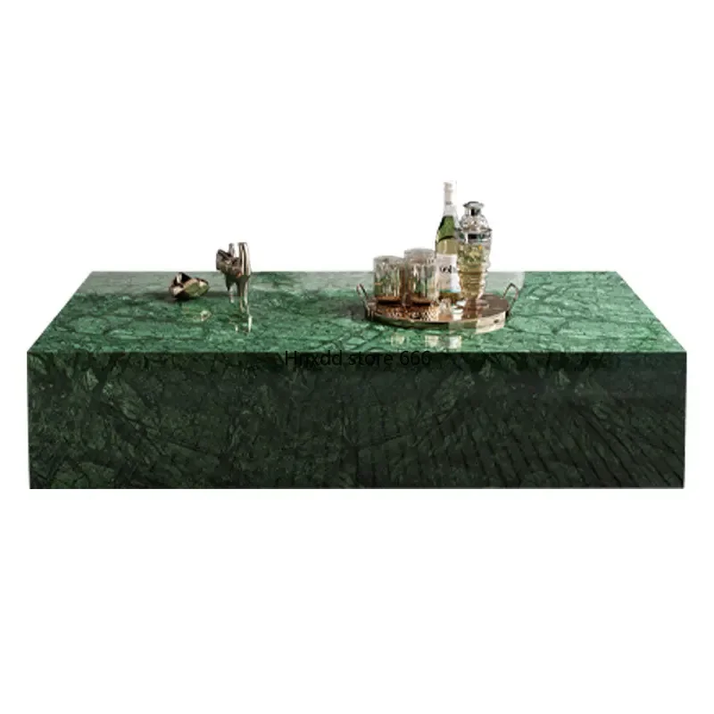 Modern simple square imported natural Indian green marble coffee table