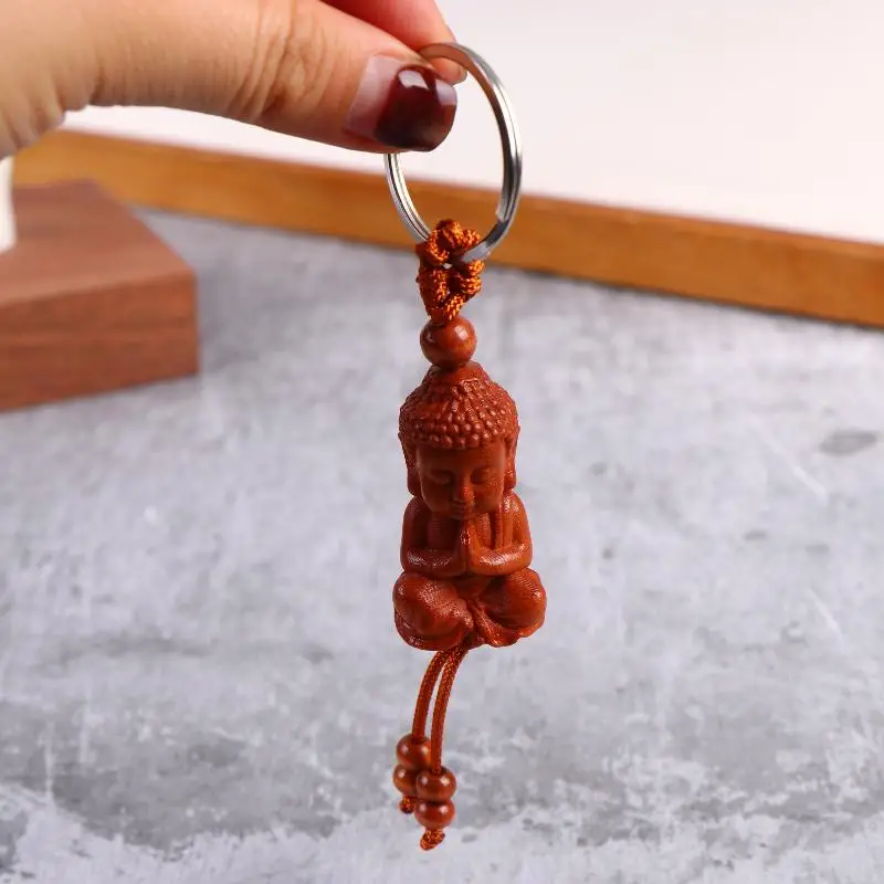 Buddhistischer Anhänger im Ethno-Stil, Schlüsselanhänger aus Holz, Taschenanhänger, Schmuckgeschenk, zum Gebet für Frieden und Glück – Detail 5