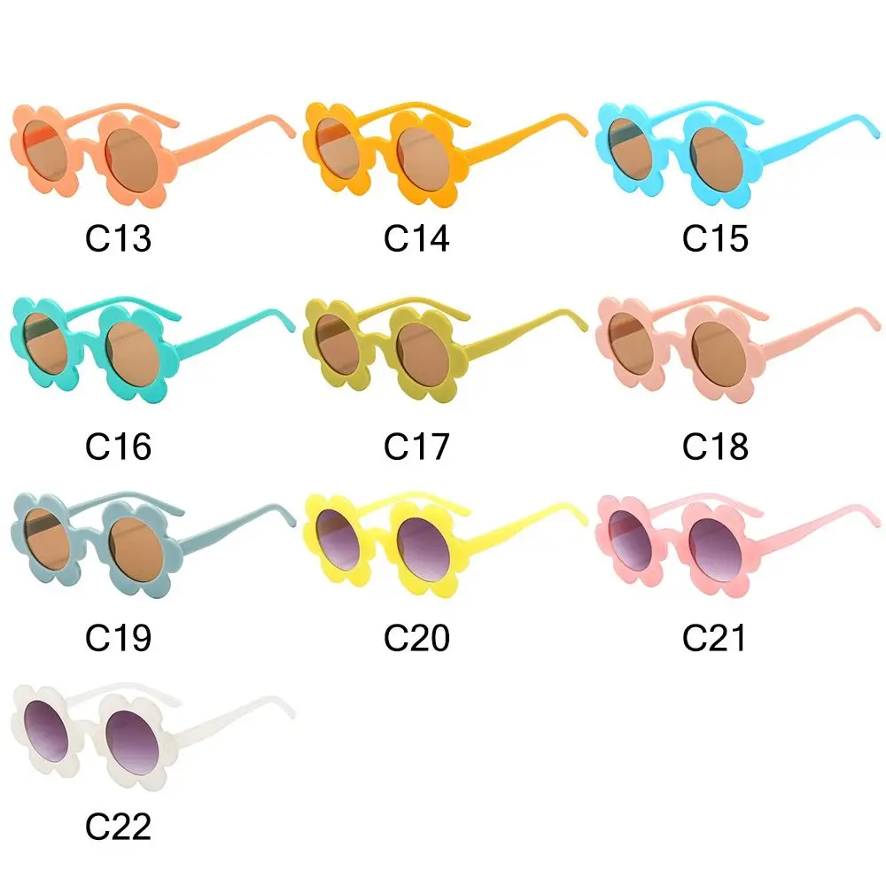 여성용 재미있는 라운드 해바라기 선글라스, UV400 보호, Y2K 플라워 쉐이드