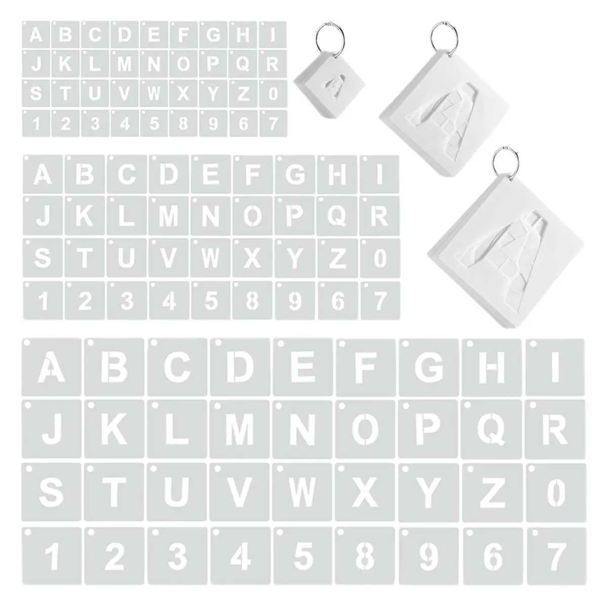 AB09 108 Pcs Letter and Number Stencils 3 Sizes 1/3/5 Inch Alphabet Number Templates Reusable Plastic Stencils for Painting
