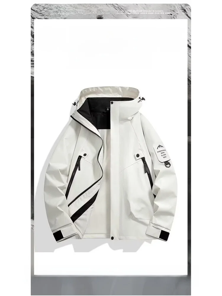 سترة خارجية صلبة للرجال والنساء والشباب للتسلق، طقم من قطعتين مقاوم للماء والرياح، مصنوع من ألياف البوليستر بأكمام طويلة وغطا...