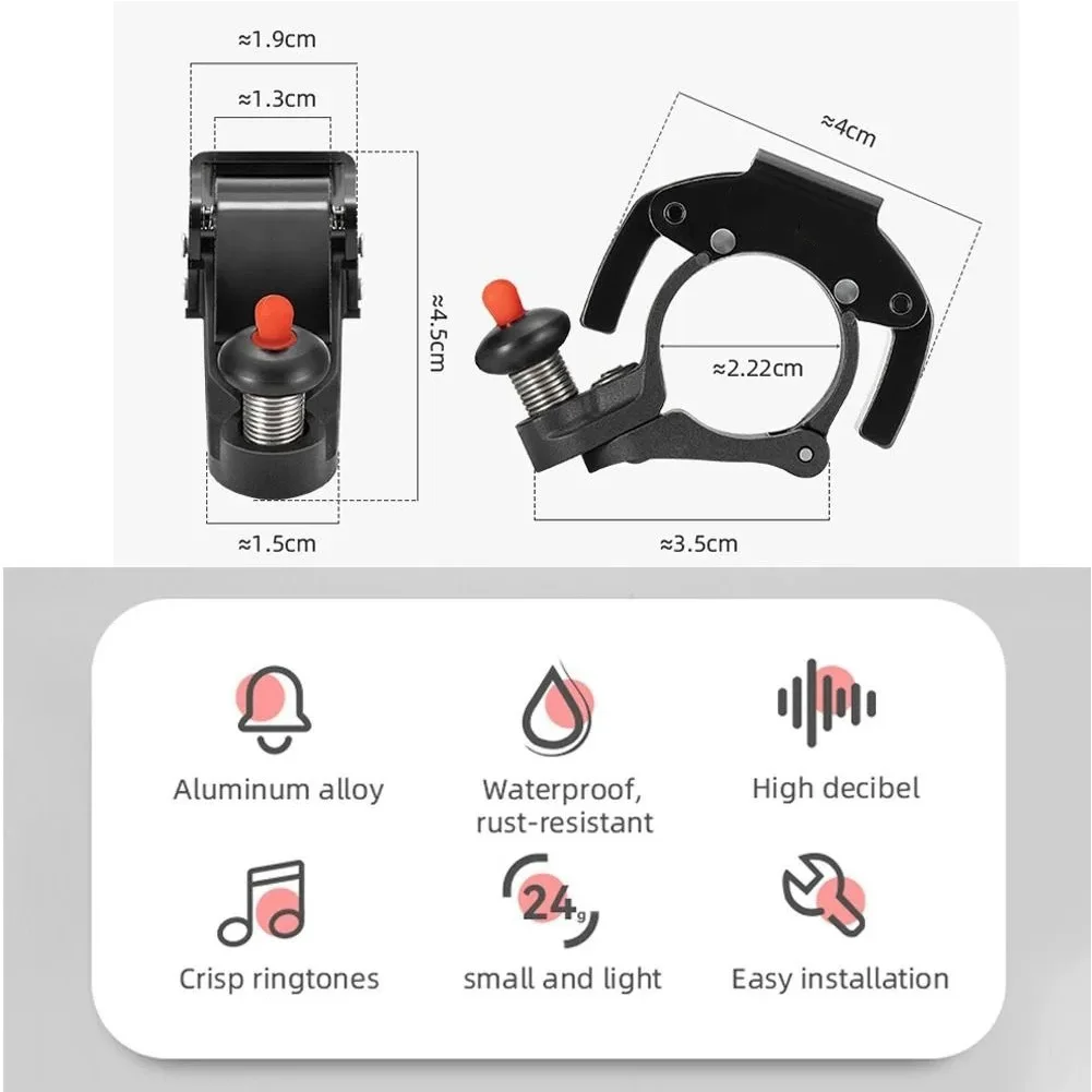 C Shape Hidden Bike Bells For 22.2mm Handlebars, 90-100db Decibel Clear & Long Sound Ringer For Mountian Bike