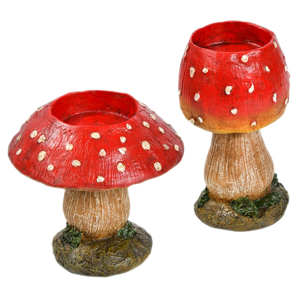 

2Pcs Mushroom Holder Tealight Sticks Three Artistic Mushroom Stand Dimensional Decor Home Resin Material Tabletop Craft