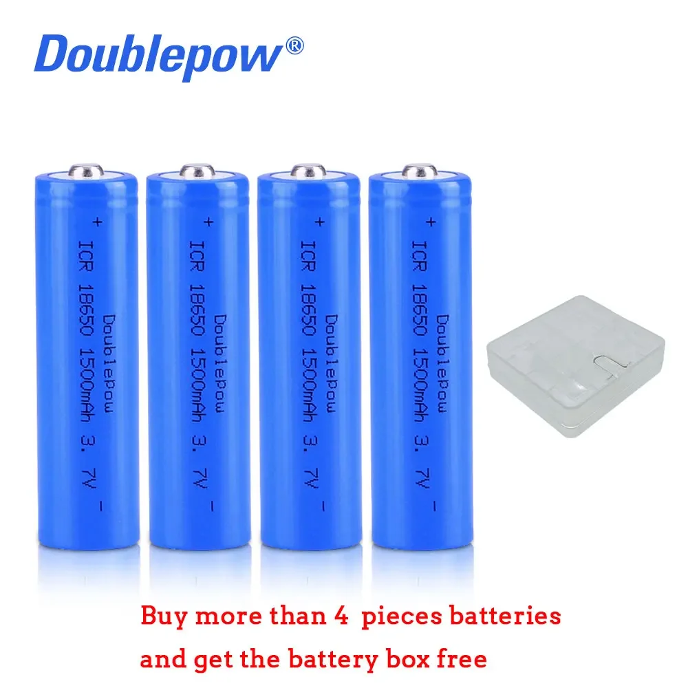 100% original Doublepow high quality 18650 battery 3.7V 1500mah lithium ion battery rechargeable battery for flashlight   etc