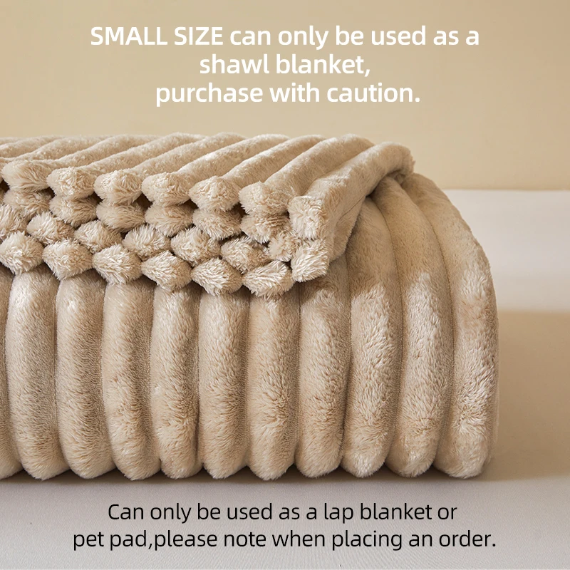 Textured Ribbed Velvet Blanket  Soft Striped Plush Throw  Cozy Warm Fuzzy for Bed Couch  All Sizes (Twin/Full/Queen/King)