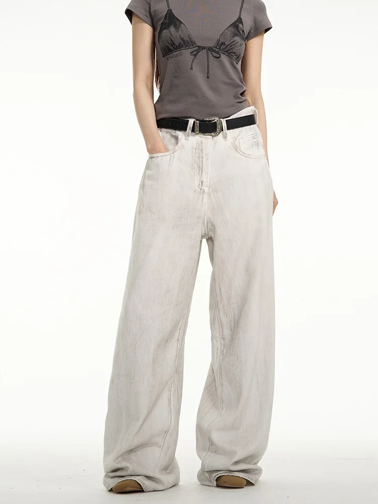 

Ретро-джинсы свободного кроя в американском стиле, однотонные, для мужчин и женщин, в стиле постапокалиптический, белые брюки, модные брендовые повседневные джинсы для пар