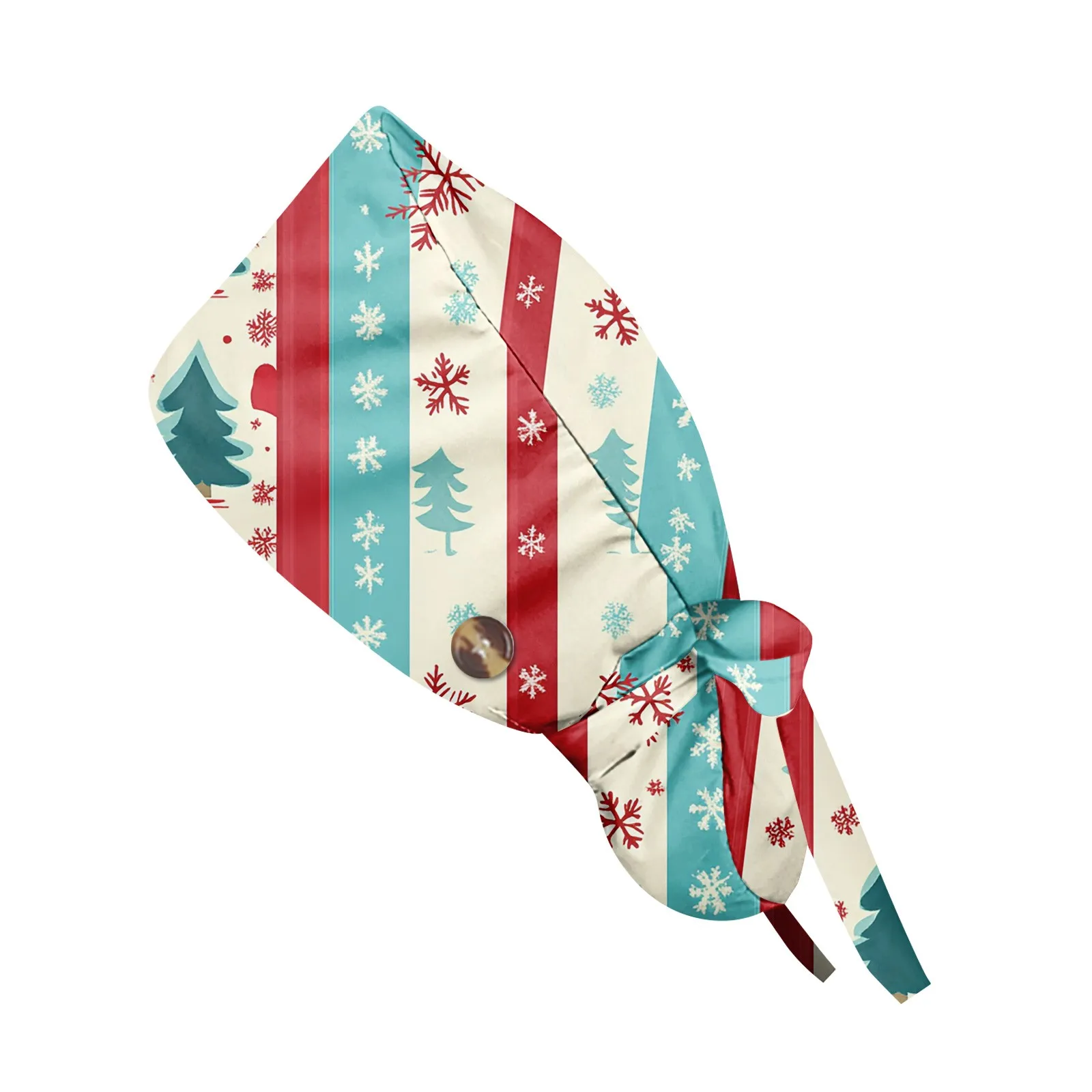 2024 nova impressão cirúrgica de natal chapéus esfrega ajustável chapéu salão de beleza boné de trabalho laboratório pet shop enfermagem esfrega boné