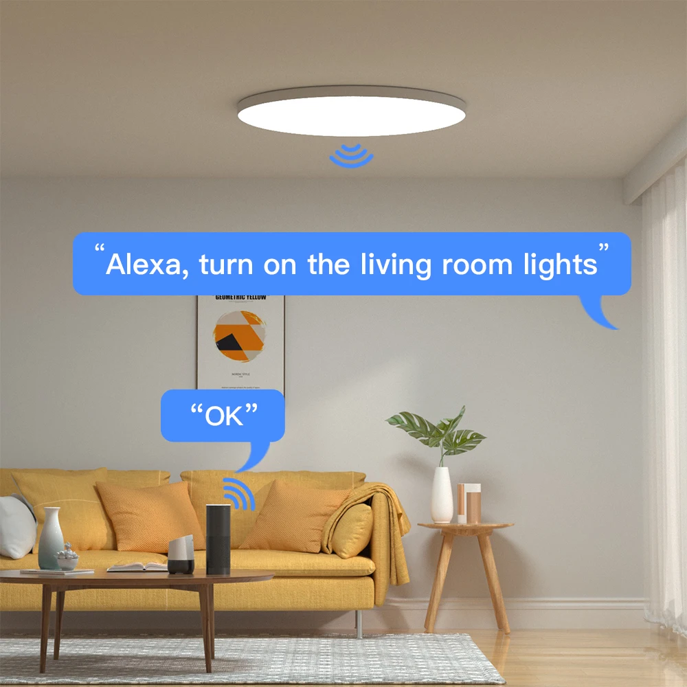 Benexmart-Luz de teto LED inteligente, lâmpada de banheiro regulável, montagem ultrafina, Tuya WiFi, Alexa Google Home, RGBCW, 24W