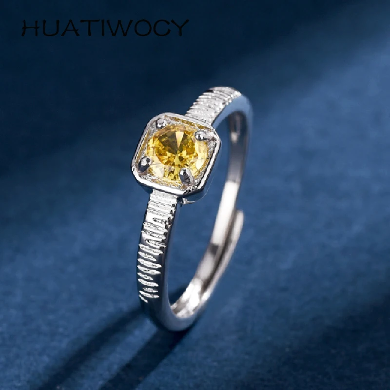 

HUATIWOCY Fashion Finger Ring with Zircon 925 Silver Jewelry Accessories for Women Wedding Engagement Party Promise Bridal Gift