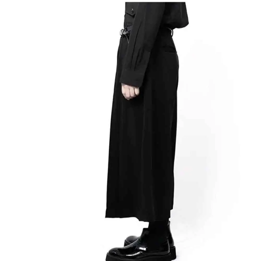 Xs-5xl رجل كولوتيس الظلام القوطية عادية الساموراي السراويل هاكاما موضة ملهى ليلي الشباب في الهواء الطلق العصرية تنورة السراويل ملابس للرجال