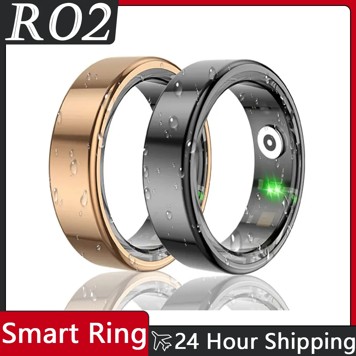 R02 Smart Ring Blood Oxygen Health Tracker Military Grade Titanium Smartring Heart Rate IP68 & 5ATM Waterproof Multi-sport Modes