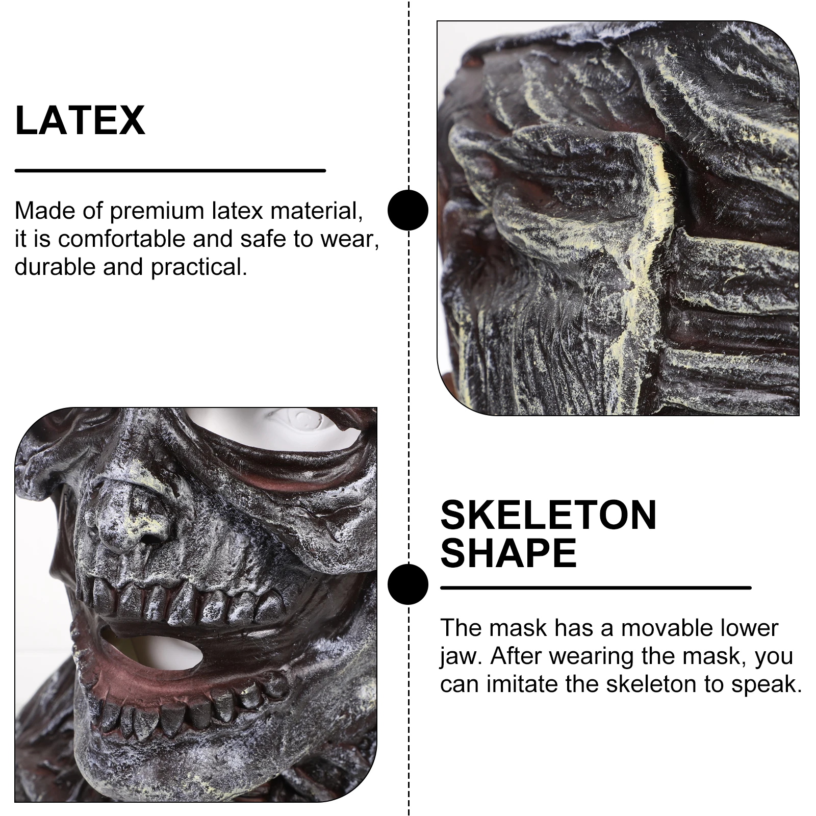 

Creepy Halloween Skull Mask Latex Mask Horrifying Scary Halloween Cosplay Party Accessory Party Costume Accessories