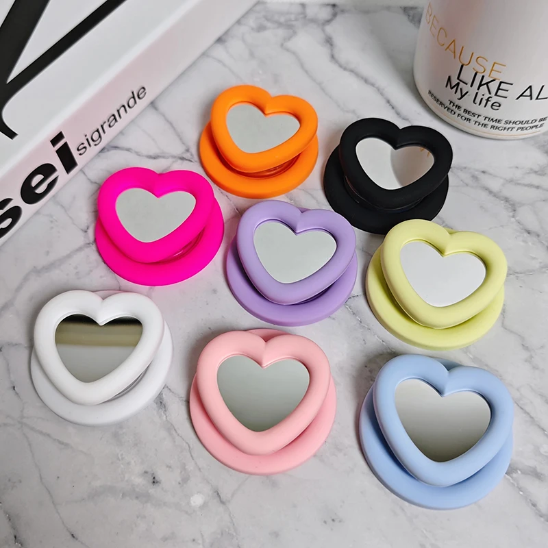 Koreanischer süßer 3D-Liebesherz-Make-up-Spiegel für Magsafe Griptok-Halter, Handy-Fingerring-Ständer, Halterung für iPhone 17 18, Mädchen-Halterung – Detail 3