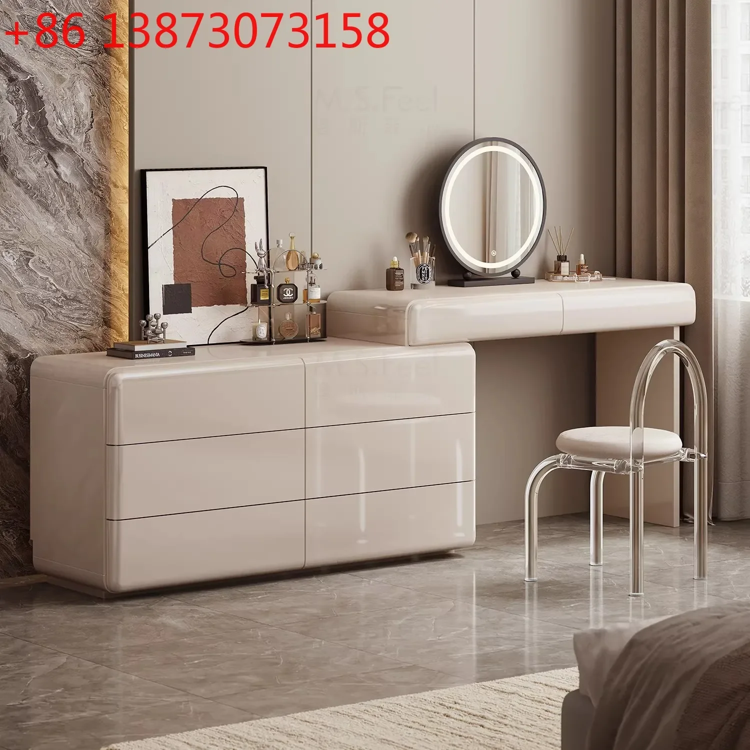 

Lan sequence dresser chest cabinet integrated 2026 new light luxury high-end Italian style bedroom corner makeup table storage c