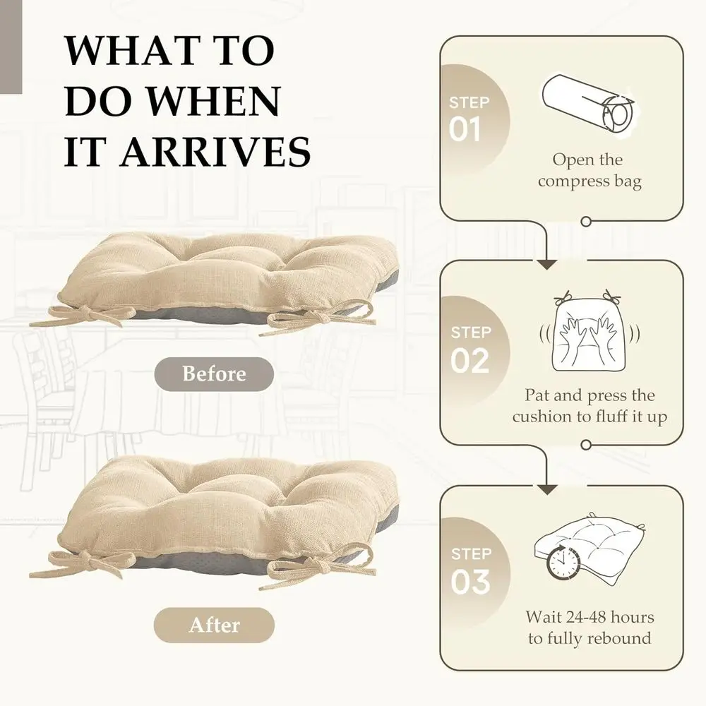 وسائد كرسي لكراسي تناول الطعام مجموعة من 6 قطع - وسائد كراسي مطبخ معنقدة من الشنيل مع أربطة سفلية غير قابلة للانزلاق، وسادة كرسي إسفنجية #6