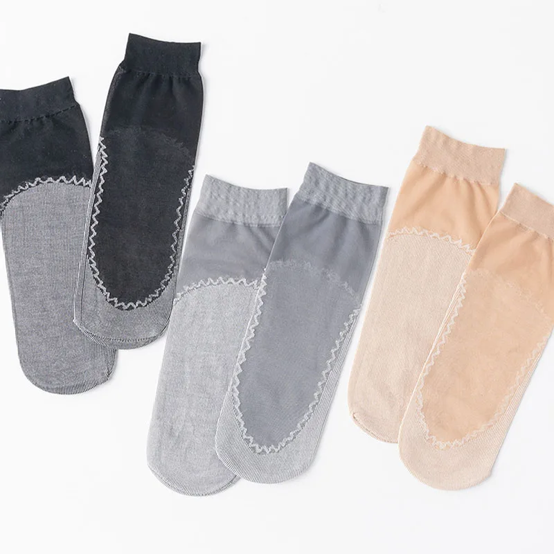 Calcetines de seda de terciopelo para mujer, medias suaves, transparentes, antideslizantes, de empalme inferior, ultrafinas, transpirables, 10