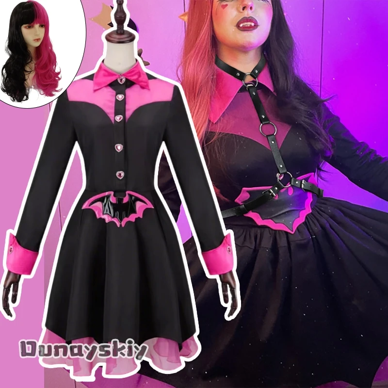 

Draculaura Косплей Костюм Парики Красный Черный Школьная Форма Платье jiakei Платья Хэллоуин Аниме Наряды Парик Опора Ролевой Костюм