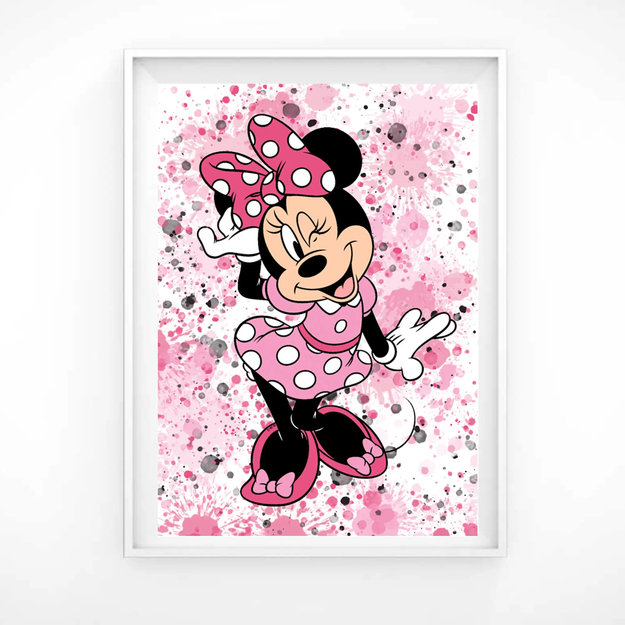 Disney's Minnie Mouse Pink Splash Prints With Customisable Name Print Woody Buzz Jessie Personalised Prints Home Decor Wall Art