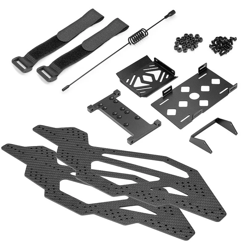 HFLRC LCG Carbon Fiber Chassis Kit Frame Rails with Servo Tray for Axial SCX10 SCX10 II Capra 1.9 UTB 1/10 RC Crawler Build